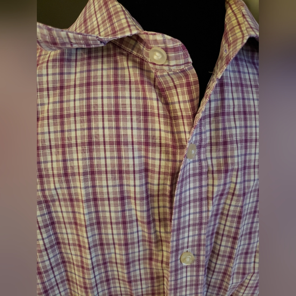 Hudson Room Purple Plaid Shirt 17.5